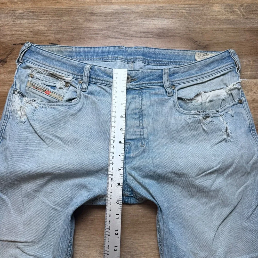 Diesel Zatiny Jeans Mens 34x34 Light Wash Distressed Bootcut Denim 008W7 Stretch - Picture 14 of 16